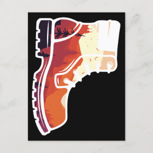 Postal Paisaje de zapatos de excursión retro - atardecer 