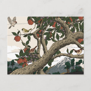 Postal Paisaje del árbol de manzana