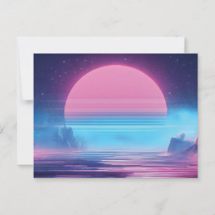 Postal Paisaje del atardecer de la onda de vapor,Diseño r