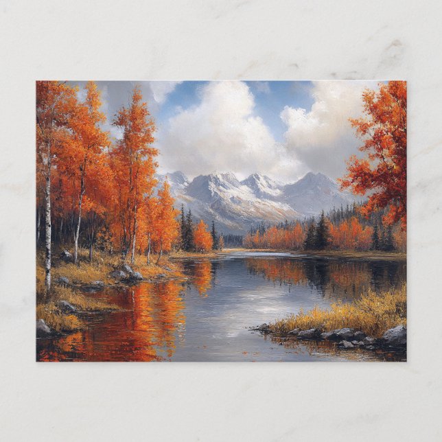 Postal Paisaje del bosque de Aspen del otoño y las montañ (Anverso)
