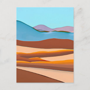 Postal Paisaje del desierto en Naranja de óxido y Aqua