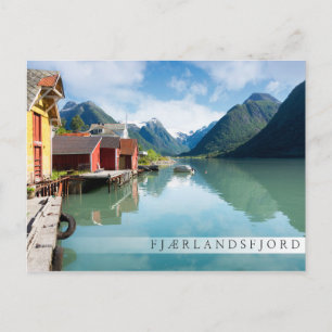 Postal Paisaje del fiordo de Fjaerlandsfjord en Noruega