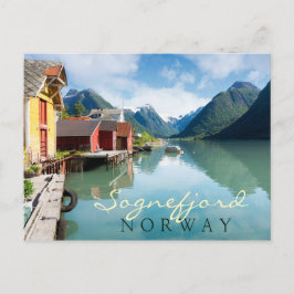 Postal Paisaje del fiordo de Fjaerlandsfjord en Noruega