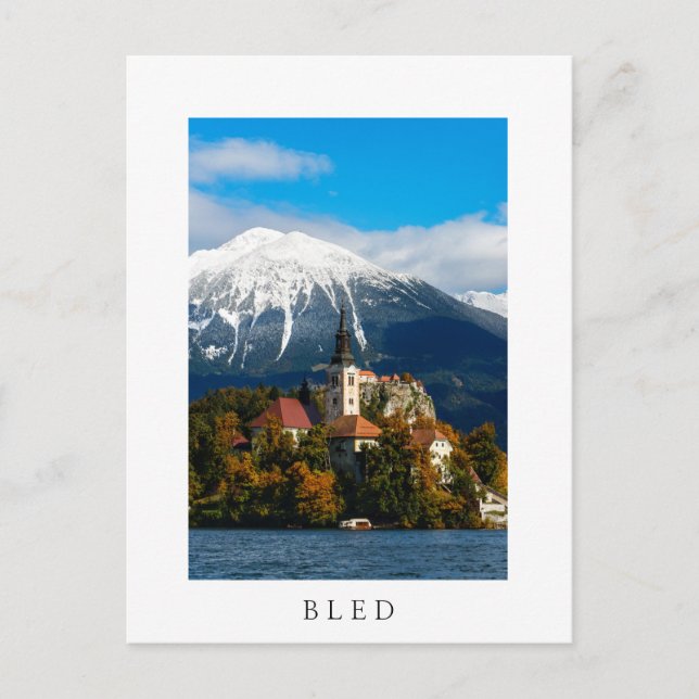 Postal Paisaje del lago Bled en otoño (Anverso)