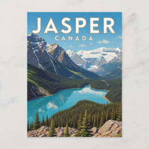 Postal Paisaje del lago glacial de Jasper Canadá