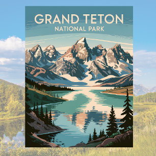 Postal Paisaje del lago Grand Teton Jackson de los años 6