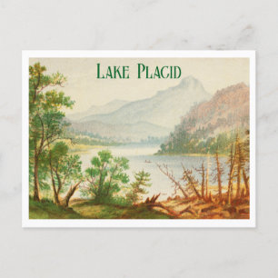Postal Paisaje del Lago Placid New York Vintage