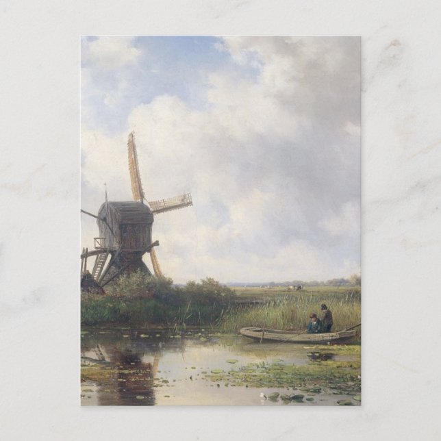Postal Paisaje del molino de viento - Willem Roelofs (Anverso)