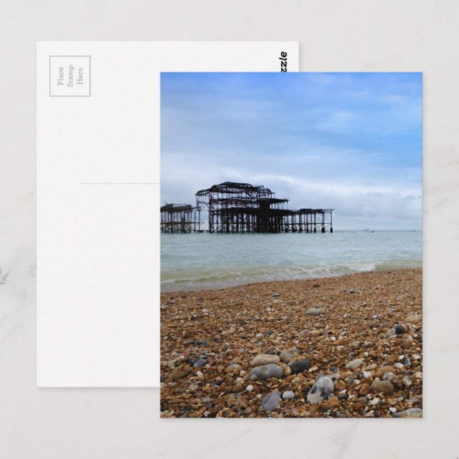 Postal paisaje del muelle oeste de Brighton (Anverso / Reverso)