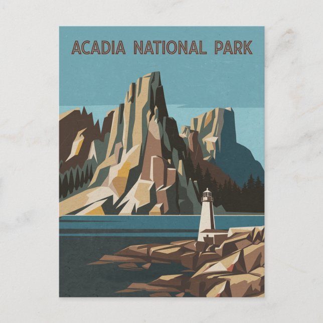 Postal Paisaje del Parque Nacional Retro Acadia (Anverso)