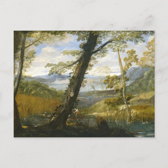Postal Paisaje Del Río Por Annibale Carracci (Anverso)