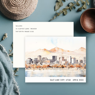 Postal Paisaje en acuarela de Salt Lake City, Utah, viaje