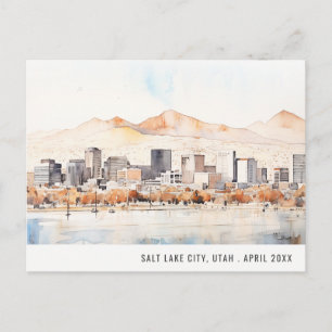 Postal Paisaje en acuarela de Salt Lake City, Utah, viaje