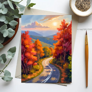 Postal Paisaje en acuarela del follaje de otoño de Vermon