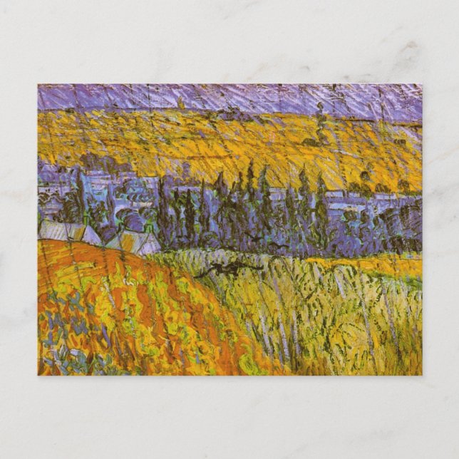 Postal Paisaje en Auvers in the Rain, Vincent van Gogh (Anverso)