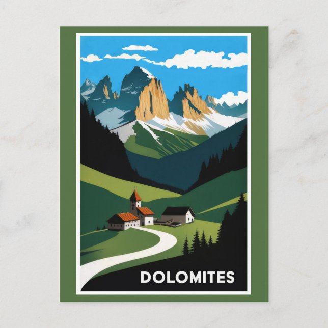 Postal Paisaje en Italia de las montañas de los Dolomitas (Anverso)