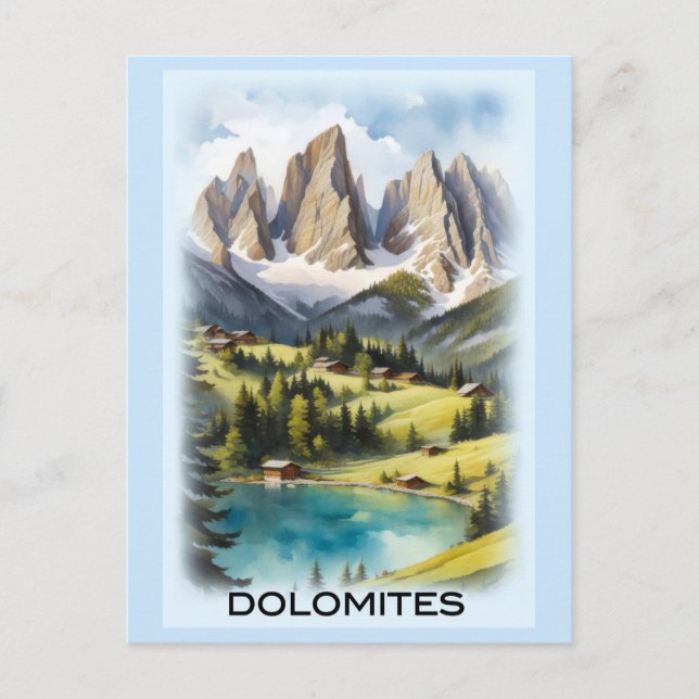 Postal Paisaje en Italia de las montañas de los Dolomitas (Anverso)