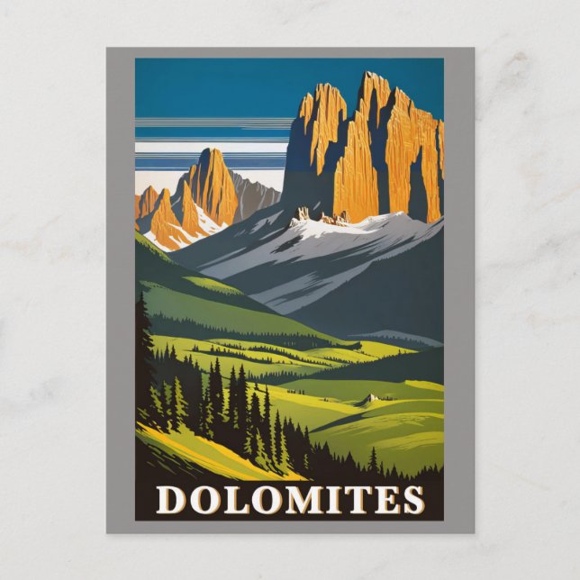 Postal Paisaje en Italia de las montañas de los Dolomitas (Anverso)
