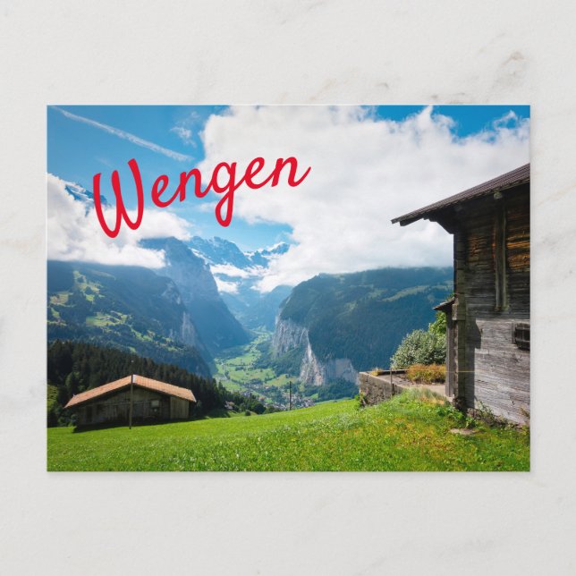 Postal Paisaje en Wengen, Suiza (Anverso)