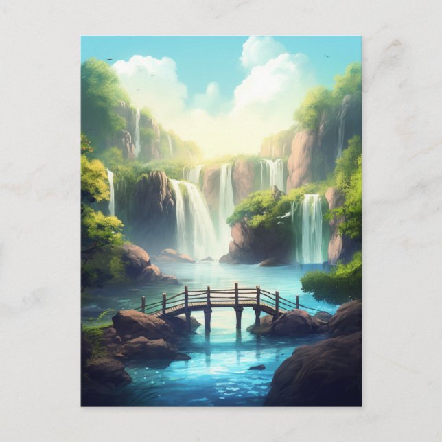 Postal Paisaje encantado de la Fantasía del puente de cas (Anverso)