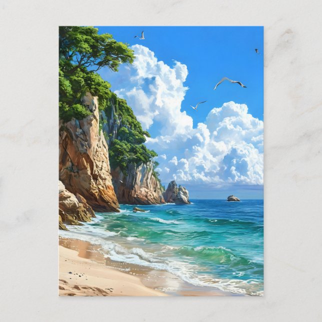 Postal Paisaje Escenario De La Playa (Anverso)