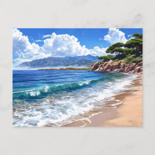 Postal Paisaje Escenario De La Playa.