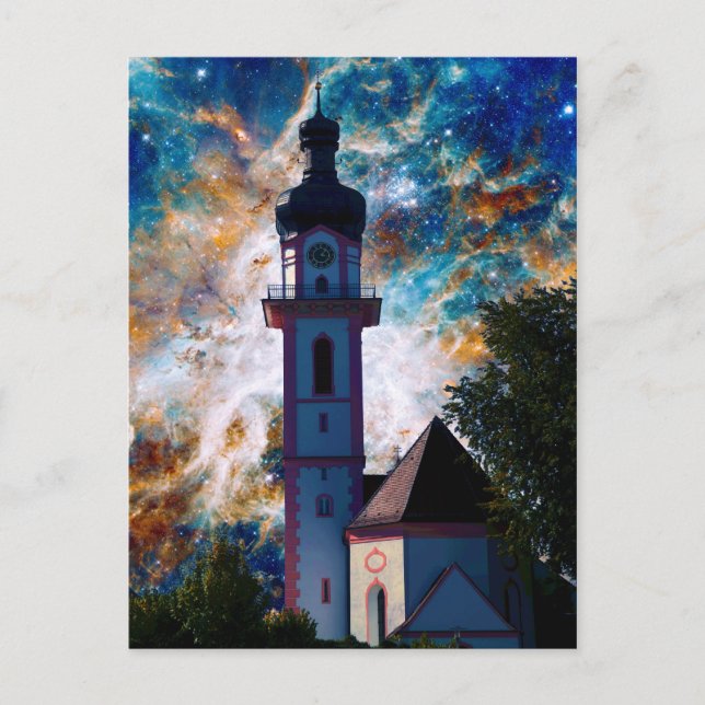 Postal Paisaje estelar - Nebulosa y Torre (Anverso)