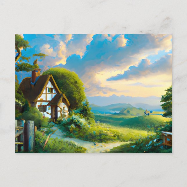 Postal Paisaje fantástico en la pintura de verano (Anverso)