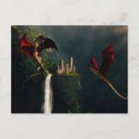 Paisaje Fantasy del Castillo de los Dragones Rojos