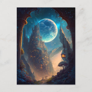 Postal Paisaje Futurista del Castillo de Fantasía