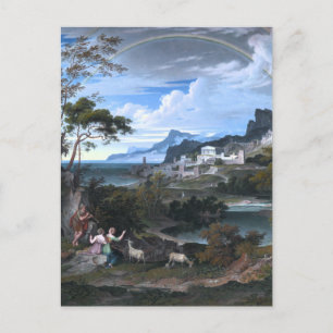 Postal Paisaje heroico con el arco iris