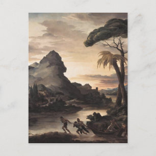 Postal Paisaje heroico de Theodore Gericault con pescador