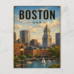 Postal Paisaje histórico del puerto de Boston Massachuset