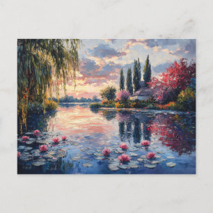 Postal Paisaje impresionista Willow Lotus