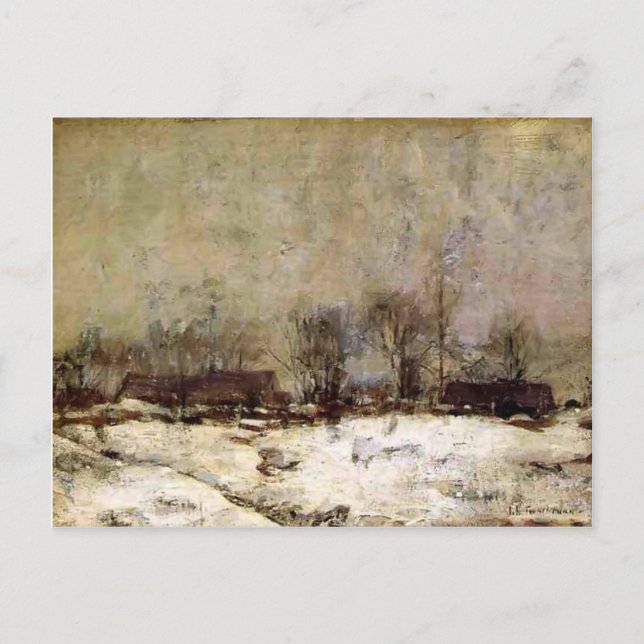 Postal Paisaje invernal, Cincinnati por John Twachtman (Anverso)