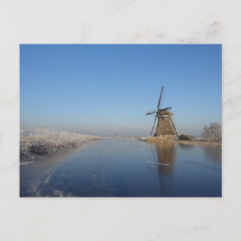 Postal Paisaje invernal con molino de viento y hielo