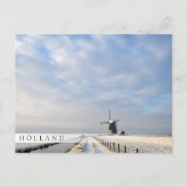 Postal Paisaje invernal con nieve y molino de viento en H