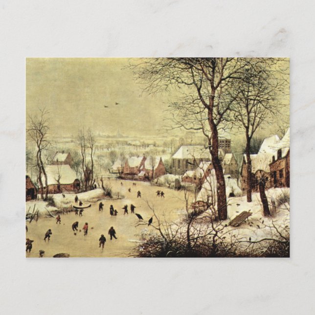 Postal Paisaje invernal con patinadores de Pieter Bruegel (Anverso)