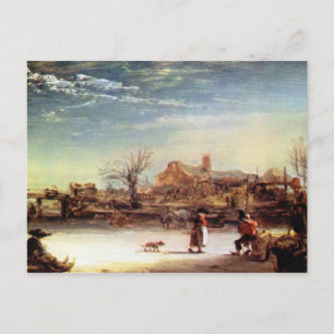 Postal Paisaje invernal de Rembrandt Harmenszoon van Rijn