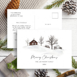 Postal Paisaje invernal monocromo de Navidad sin foto