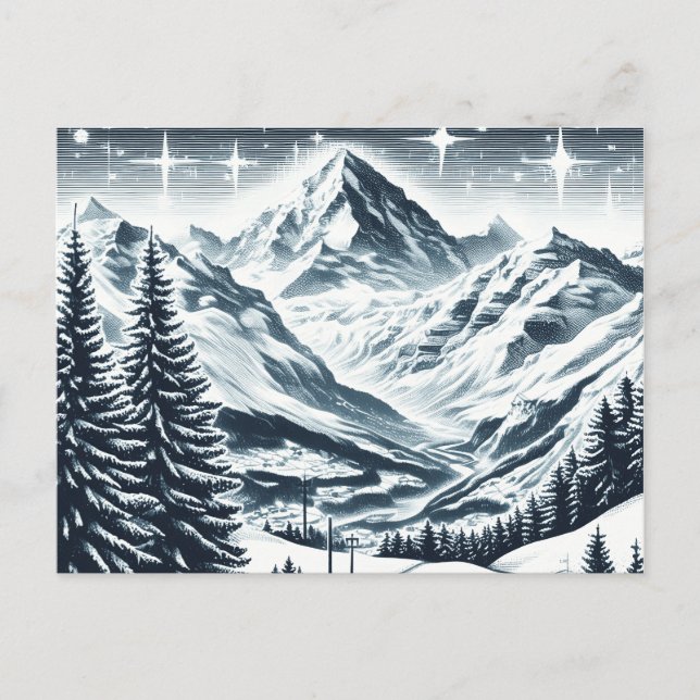 Postal Paisaje invernal nevado (Anverso)