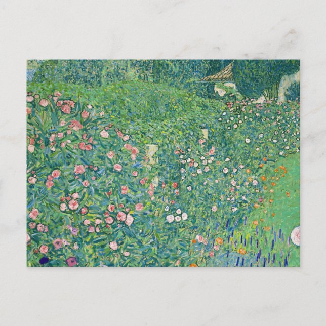 Postal Paisaje italiano floral de Klimt Art Nouveau (Anverso)