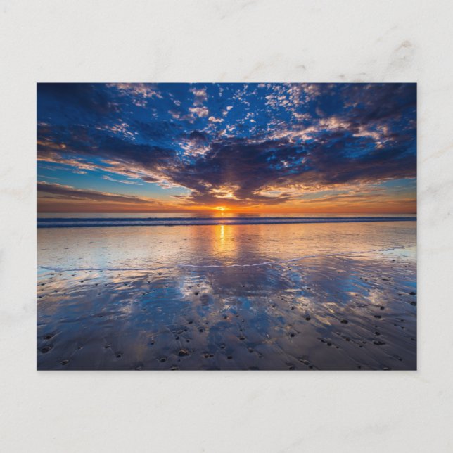 Postal Paisaje marino dramático, puesta de sol, CA (Anverso)