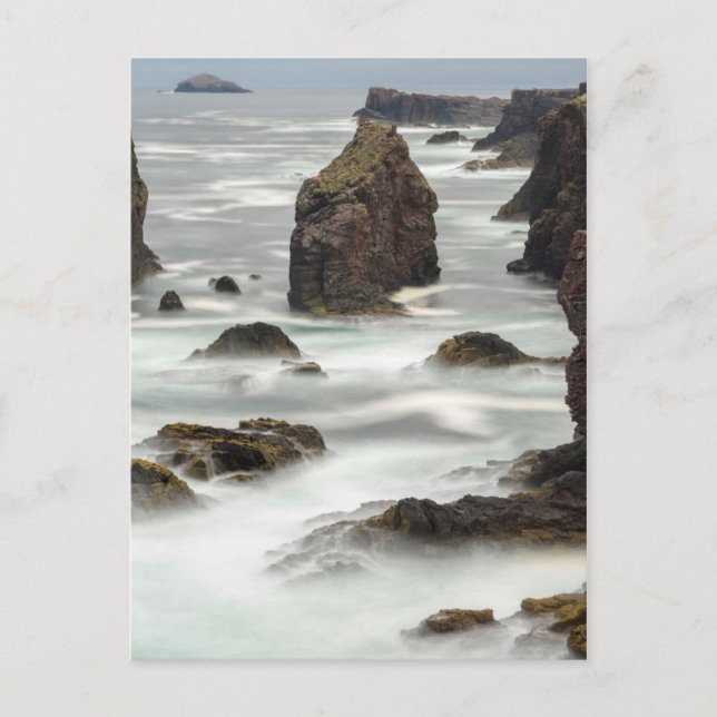 Postal Paisaje marino y montones de mar, Shetland (Anverso)