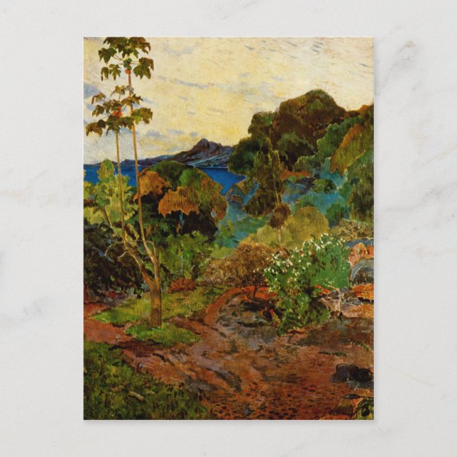 Postal Paisaje martiniqués de Paul Gauguin (1887) (Anverso)