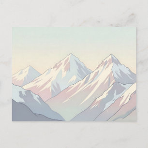 Postal Paisaje minimalista de montañas en tonos pastel