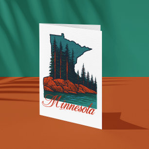 Postal Paisaje Minnesota Vintage - Bosque Retro x Rock