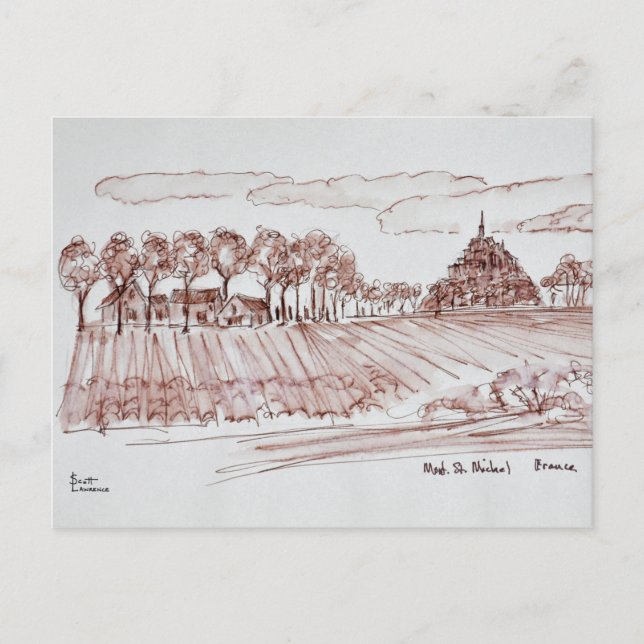 Postal Paisaje Mont Saint-Michel | Normandía, Francia (Anverso)