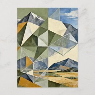 Postal Paisaje montañoso abstracto geométrico