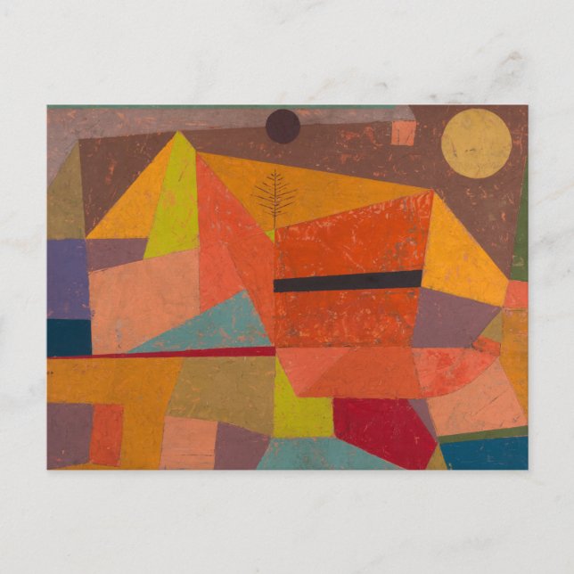 Postal Paisaje montañoso alegre de Paul Klee (Anverso)